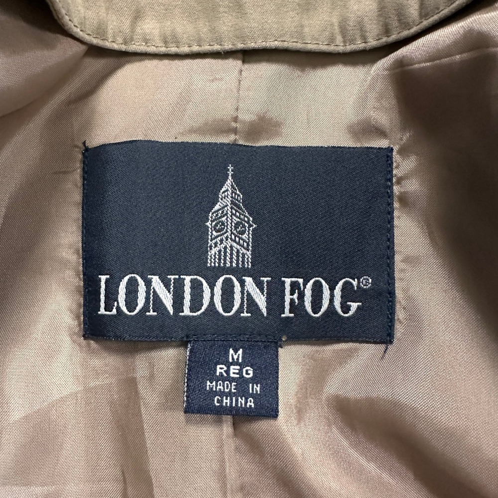VTG London Fog Trench Coat Tan Khaki Raincoat Jacket M Minimalist Dark Academia - Picture 9 of 11